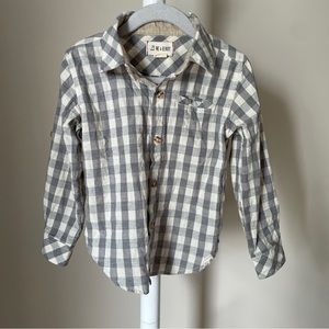 Me & Henry Long Sleeve Gingham Button Up Dress Shirt 3/4Y